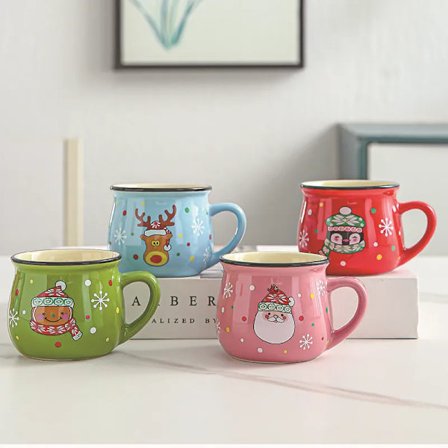 Ceramic Christmas Mug Cartoon Santa Mousse Cup Coffee Cup For Office Home Baking Dessert Breakfast Milk Mug For Kids Xmas Gift