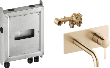 Mora INXX II 275200.62 Tvättställsblandare för inbyggnad, komplett Borstad mässing, Badrum