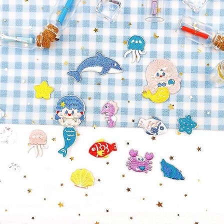 Datoruppsättning med 13 små färska marina djur broderi tyg kläder dekoration söt tecknad sjöjungfru Broderi klistermärken