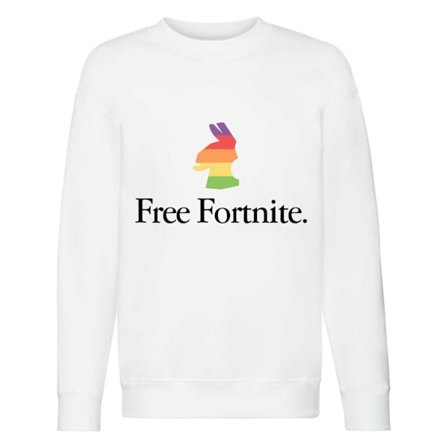 Fortnite Tjej Llama Rainbow Sweatshirt 5-6 År Vit