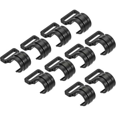 10 Pakning Teltstang C-Klemmer - Plast Teltkrok Klemmer, Markisefester, Egnet for Camping og Fotturer (Svart)