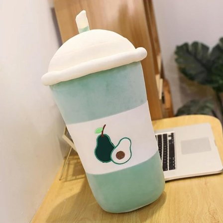 Söt Avokado Citron Jordgubbs Te Dryck Plyschleksak Fruktkudde Kawaii Bubble Tea Kudde Kreativ Dekoration 25cm (B)