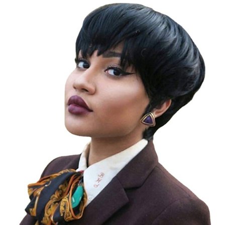 Kvinners mote parykk kort hår svart kjemisk fiber høy tem