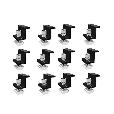 12-pack Solcellsmodulhållare Ändklämma, Ändklämma för Montering av Solpanel, Sidoklämma för PV-solceller