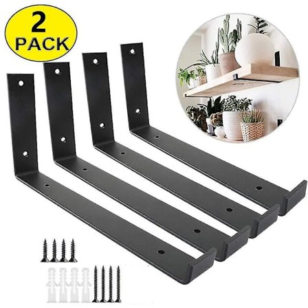 2 stk. Hyllebærere, industrielle Veggfester, Kraftige L-formede Hyllefestebraketter Egnet for Vegghyller