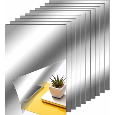 10x Fleksible Spejlplader Ikke-Glas Selvklæbende Spejl Flise Spejl Stick