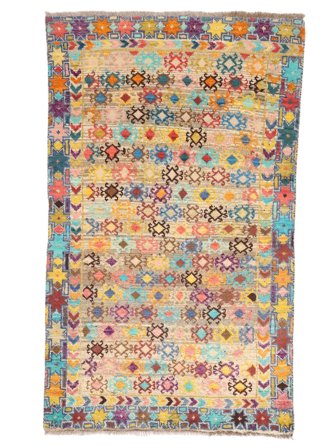 Handgeknoopt Moroccan Berber - Afghanistan 85X140 Wol Vloerkleed Bruin/Oranje Klein