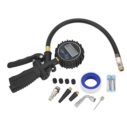 1/4in NPT Slange Dekk Pumpe med LCD Digitalt Trykkmåler Messing Chuck Luft Dekk Inflasjonsverktøy 170PSI