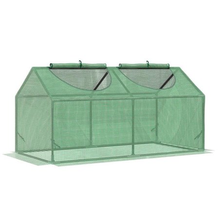 Rootz Mini Greenhouse - Pieni kasvihuone ulkokäyttöön kestävällä PE-suojuksella - Tarkkailuikkunat - Vihreä - 119 x 60 x 60 cm