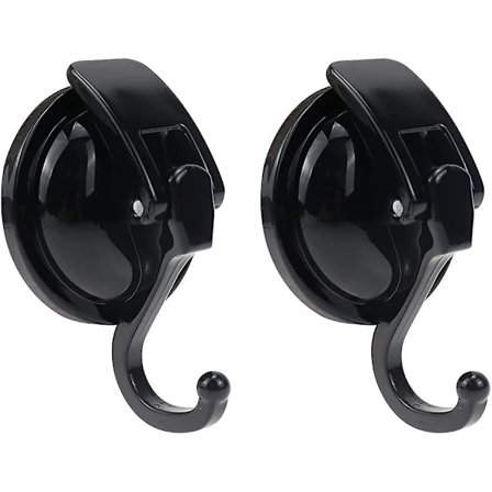 Sugkopps-krok Badrums-krok 2 stycken Diskhandduks-krok Borrfri Svart Handduks-krok Stark Sugkopp Nano-sugkoppar Badrum Kan Hålla 5kg