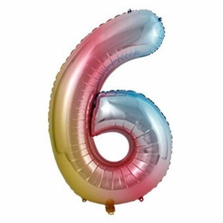 Suuri numero ilmapallo monivärinen sateenkaaren syntymäpäiväjuhlat 102 cm 6