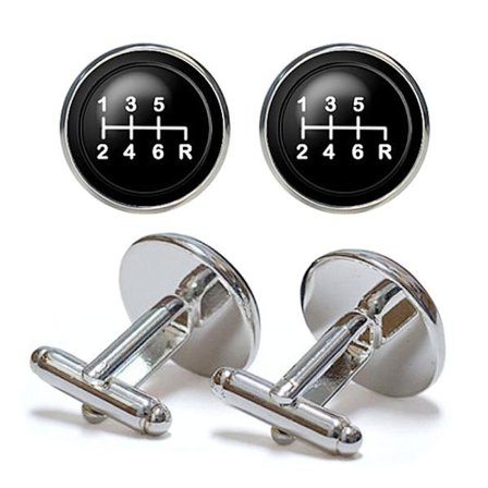 Manschettknappar - Växelspak i svart / silver