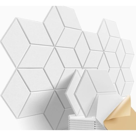 12 kpl Akustiikkavaahtomuovi, itseliimautuvat Äänieristyspaneelit, äänenvaimennukseen Akustinen käsittely, valkoinen