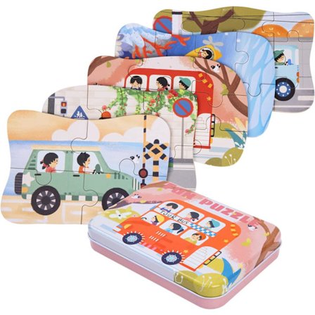 Buspuslespil til børn 2 3 4 år, 5 forskellige sværhedsgrader