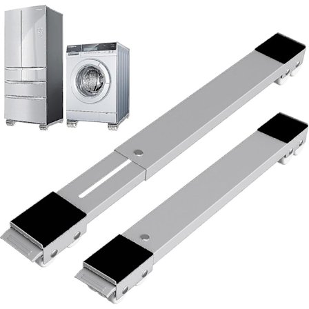 Vaskemaskinebase med bremse, justerbar mobil base til vaskemaskine, tørretumbler, køleskab, belastning 300 kg, grå