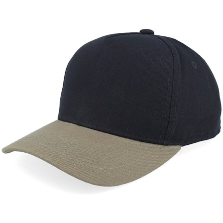 Equip - Sort adjustable Kasket - Kids Black/Dark Olive Brim A-frame Adjustable @ Hatstore
