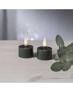 2-pk telys LED Flamme flow 4 x 5 x 5 cm Grønn - Star Trading