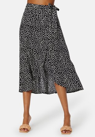 Pieces Tala Wrap Skirt Black Klær