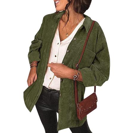 Damer Enfärgad Button Down Tunika Skjorta Långärmad Blus