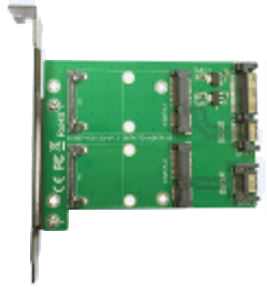Deltaco Dual mSATA to dual SATA expansion card, PCIe card, 22pin SATA, green
