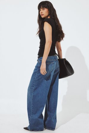 NA-KD Jean long ample à taille basse - Jeans taille basse - Bleu - EU 38