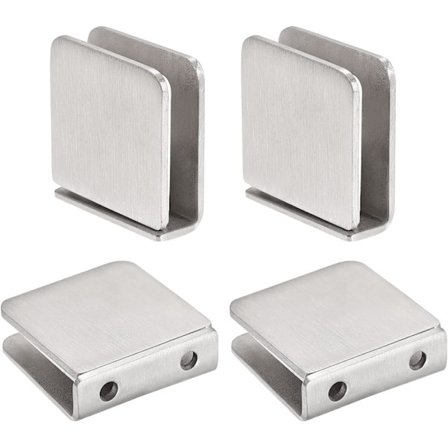 Rostfritt stål fyrkantig glasklämma, 4 st justerbar 8-12 mm tjocklek glasfäste klämma för duschdörr