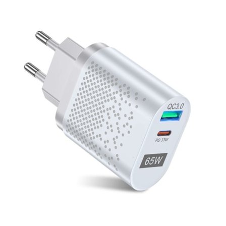 Hurtig 65W QC 3.0 USB PD Oplader Type C Hvid EU[D]
