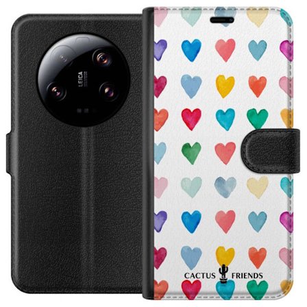 Yhteensopiva Lompakkokotelo Xiaomi Xiaomi 13 Ultra Cactus and Friends - Watercolor Love Grid