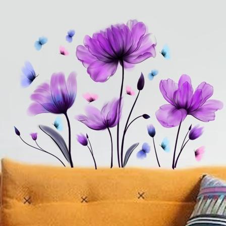 Fjärilsklistermärke väggdekal tulpanblomma lila vardagsrum sovrum bil
