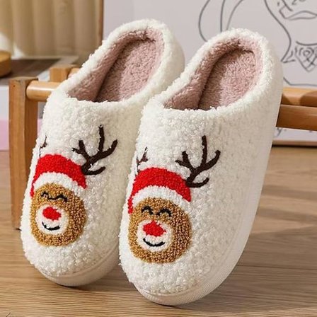 Julmönstrade tofflor, lämpliga för inom- och utomhusbruk, 1 par, storlek 42-43