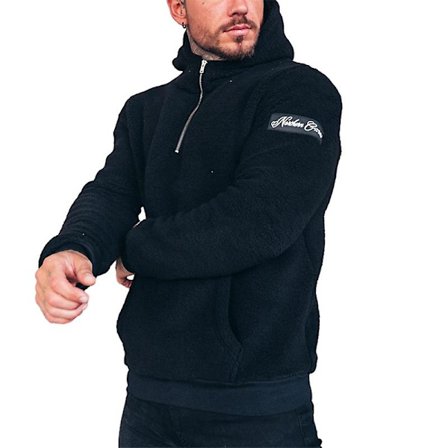 Mjuk Teddy Hoodie Fuzzy Fleece Dragkedja Pullover Jacka Med Fickor