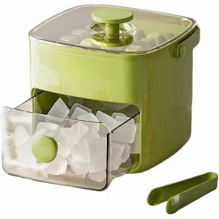 Isbitbrett for fryser - Isbrett med lokk og beholder Isbitmaskinbrett for drikker Smoothies Juicer Enkel frigjøring 2-lags isbitform