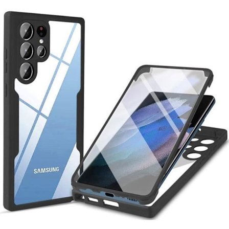 Cover til Samsung Galaxy S22 Ultra - BOOLING - Sort - 360° beskyttelse - Ridsefast - Stiv