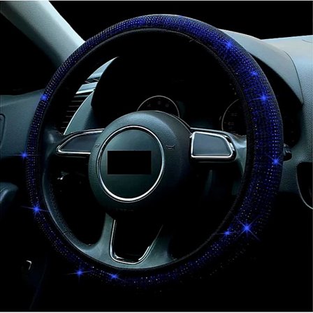 (Blå kristall) Bilratt Skydd Bling Bling Rhinestones Kristall Universal Ingen Inre Ring Fyra Säsonger Biltillbehör Fodral Bil Styling