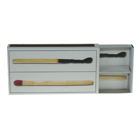 Tändstickor - två fack, ett för oanvända och ett för använda