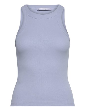Ribbed Cotton-Blend Top Blue Mango