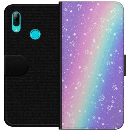 Yhteensopiva Lompakkokotelo Huawei P smart 2019 Sateenkaaren värisellä pastellitaustalla on valkoisia tähtiä ja kimaltelevia pisteitä pehmeässä siirty