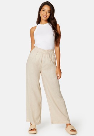 ONLY - Onltokyo Linen Blend Pant - Moonbeam - Kläder - - Bubbleroom