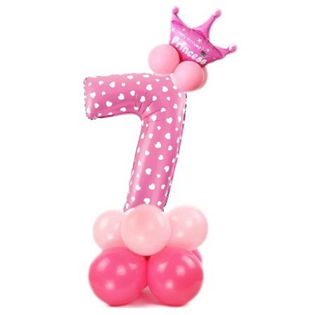 Ballongset Stående Rosa "0-9" Siffra 7