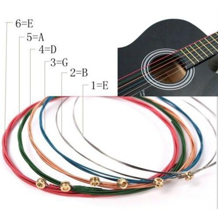 NYTT Ett sett 6stk Rainbow Colorful Color Strings For Acoustic Gu