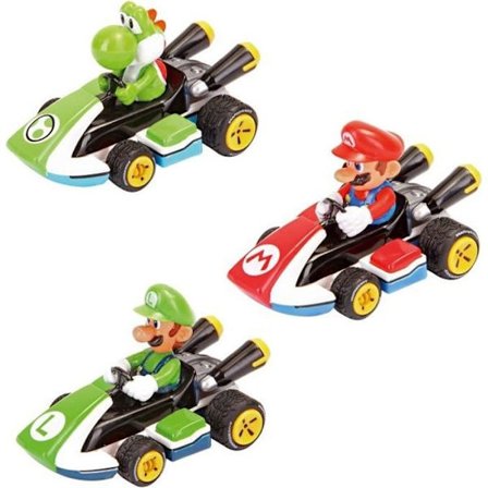 Mario Kart Pull-Back miniatyrbil, 3-pack, skala 1:43, CARRERA Pull & Speed, från 4 år