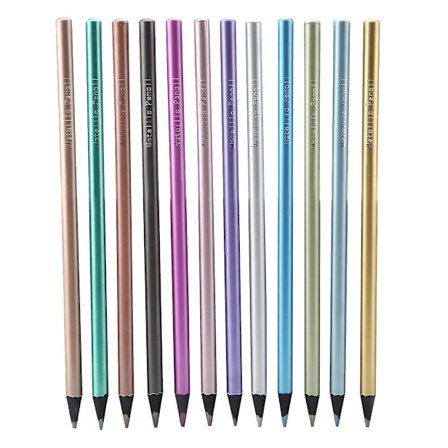 12 farver metalblyanter, ikke-giftige sorte træfarveblyanter sæt til farvelægningsbøger