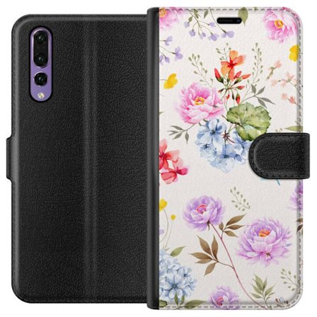Kompatibelt Lommeboketui til Huawei Huawei P20 Pro Blomstrete mønster med håndmalte blomster, sommerfugler og insekter i romantisk skandinavisk stil