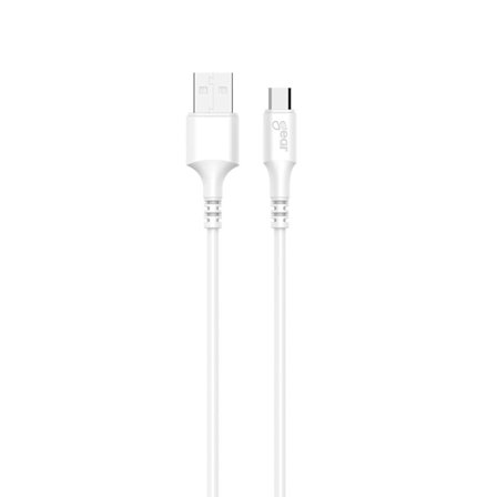GEAR Laddkabel MicroUSB to USB-A 2m Vit Rund Kabel
