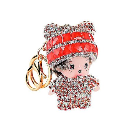 Hmwy-tegneserie-stil Diamant Monchhichi Nøkkelring Nøkkelring-bil Veske Nøkkelkjede Anheng