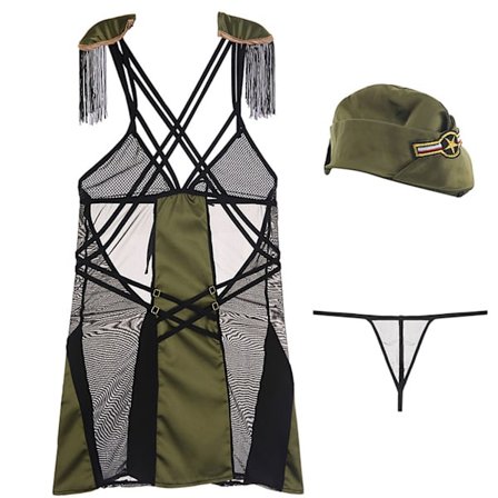 Kvinner Stewardesse Pilot Cosplay Undertøy Uniform Mesh Mini Kjole med Kapteinhatt