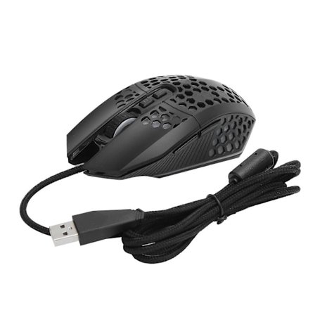 Langallinen pelihiiri, jossa on ontto, värikäs valo, hiiri pöytätietokoneelle ja kannettavalle tietokoneelle, 8000 DPI, musta