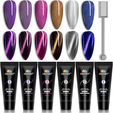 Poly Gel Nagelförlängningskit, 6 Färger Glitter Poly Nagelförlängningsgel Kit Nagelbyggargel Professionellt Poly Gel Nagelförlängningskit