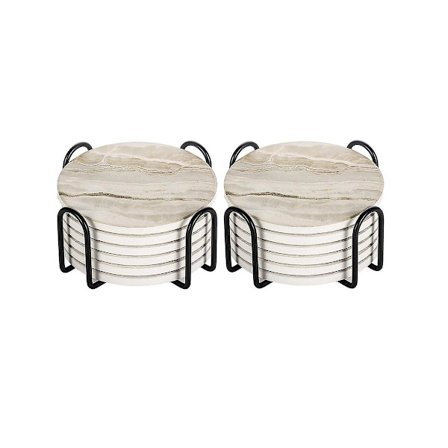 Underlag med holder, absorberende underlagsett i marmor-stil keramisk underlag