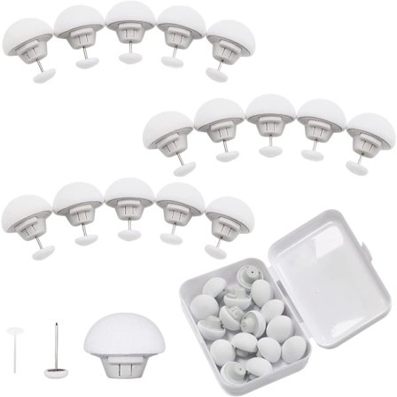 (Hvid) Sæt med 16 runde dynebetræk clips, svamp mønster med